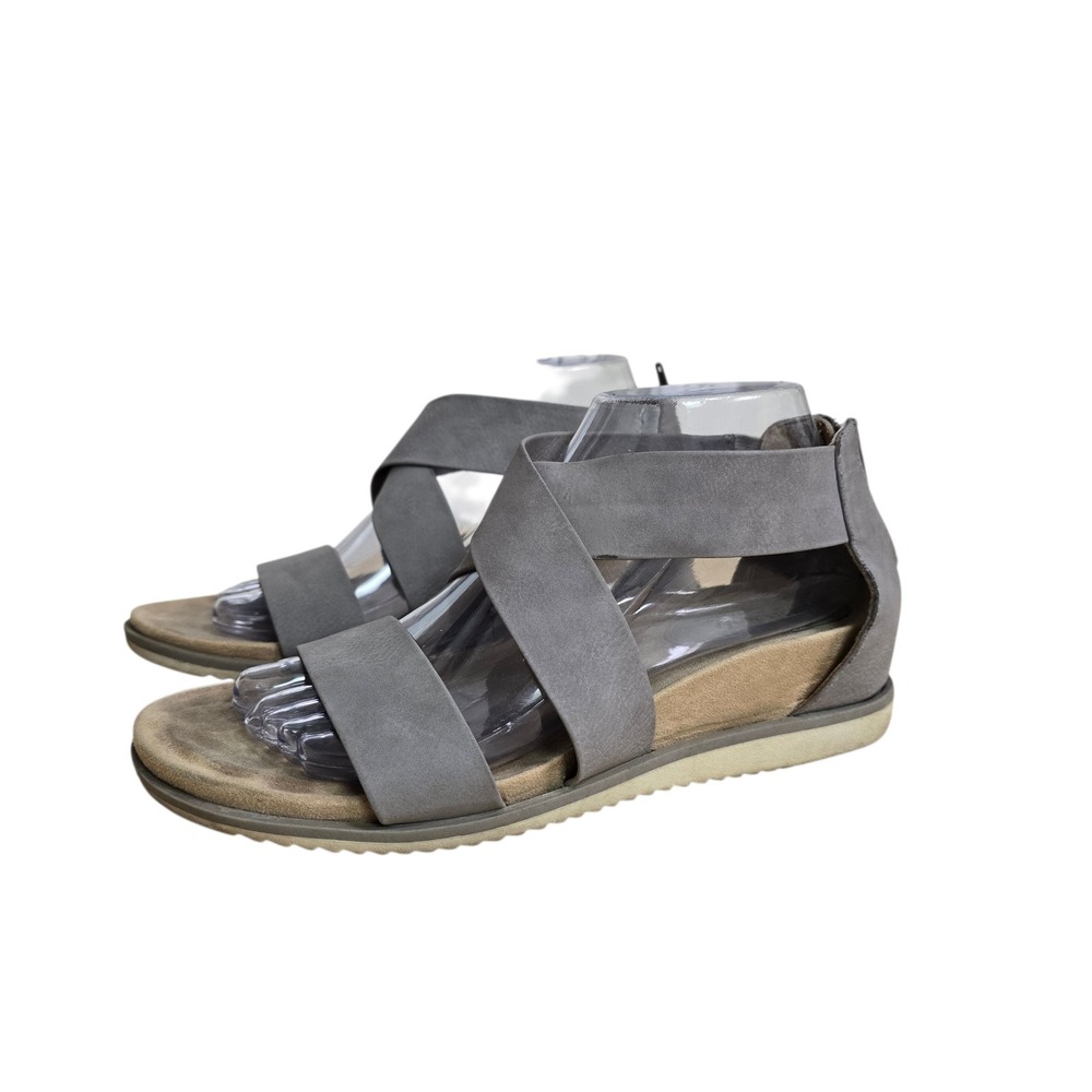 Women's Gray Strappy Comfort Sandals